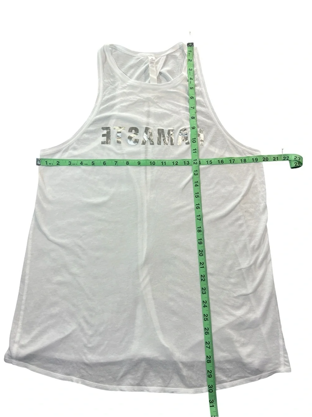 Lululemon All Tied Up Namaste White Silver Tank Top Size 12 Cross Back